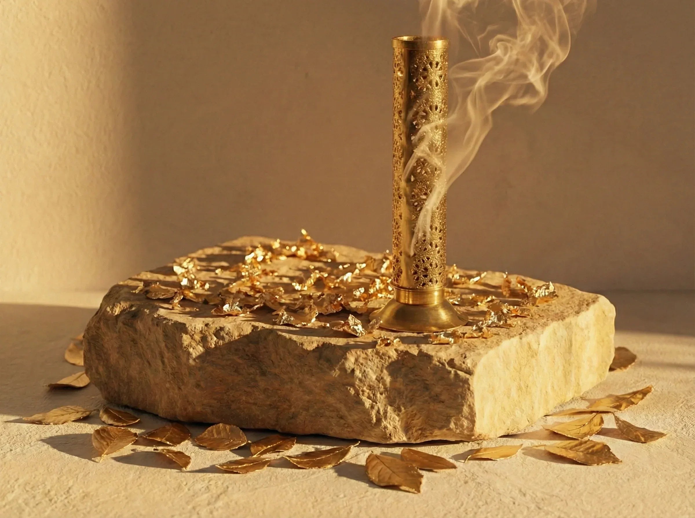 Porte encens Vertical Laiton - Élévation, Colonne d'Or & Lumière - Essences Agape 54558087