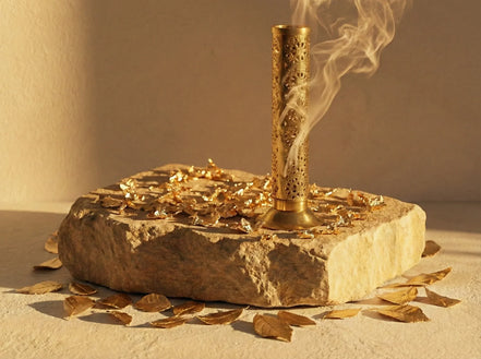 Porte encens Vertical Laiton - Élévation, Colonne d'Or & Lumière - Essences Agape 54558087