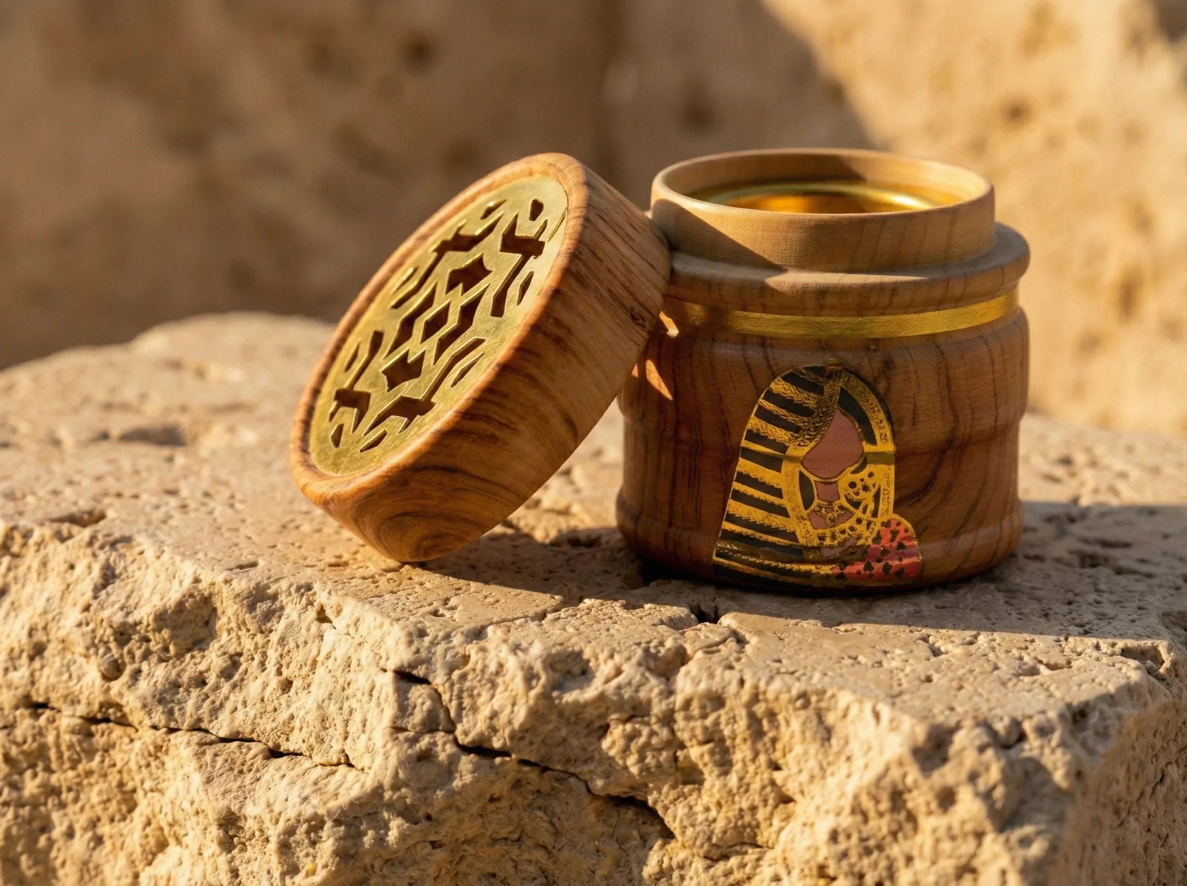 Portes bakhoor Bois Motif Égyptien - Tradition & Géométrie Divine - Essences Agape 4610057