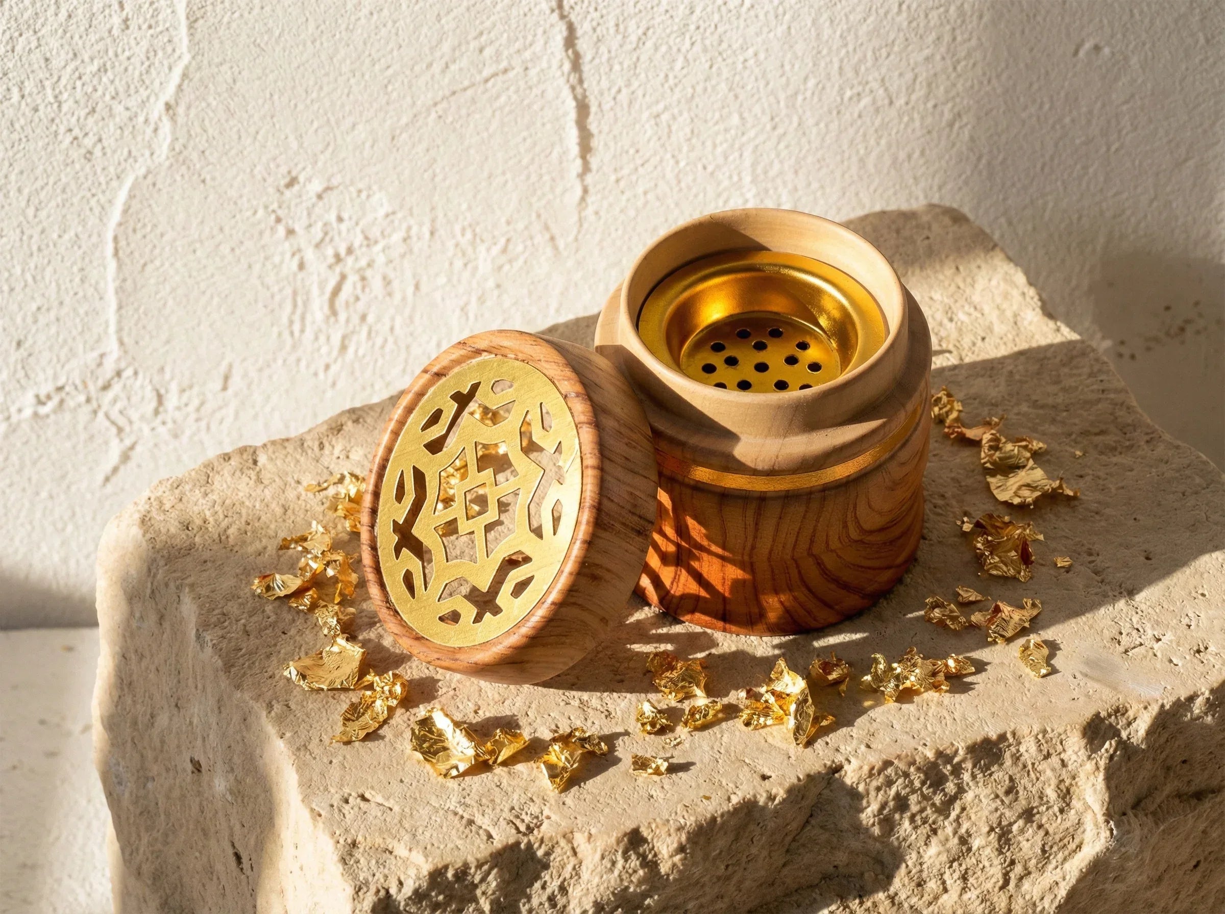 Portes bakhoor Bois Motif Égyptien - Tradition & Géométrie Divine - Essences Agape 5129456