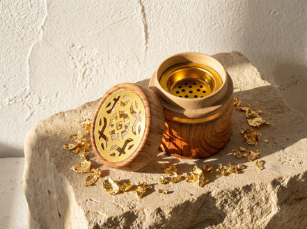 Portes bakhoor Bois Motif Égyptien - Tradition & Géométrie Divine - Essences Agape 5129456