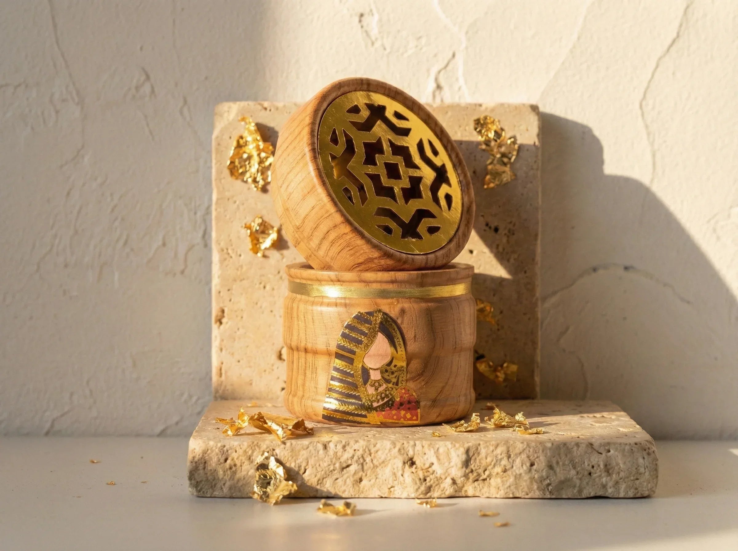 Portes bakhoor Bois Motif Égyptien - Tradition & Géométrie Divine - Essences Agape 19188372