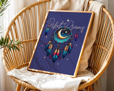 Poster attrape-rêves, art spirituel, affiche rêve, astrologie Essences Agape
