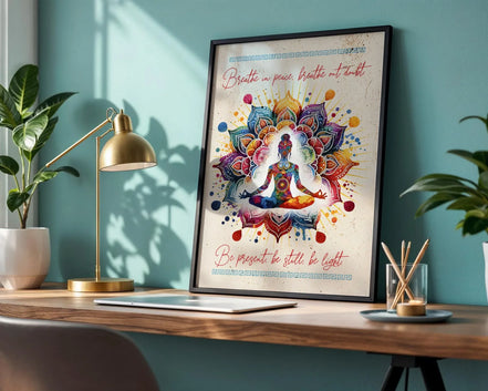 Poster bien-être imprimable, art méditation, affiche positive motivation - Essences Agape 80382106