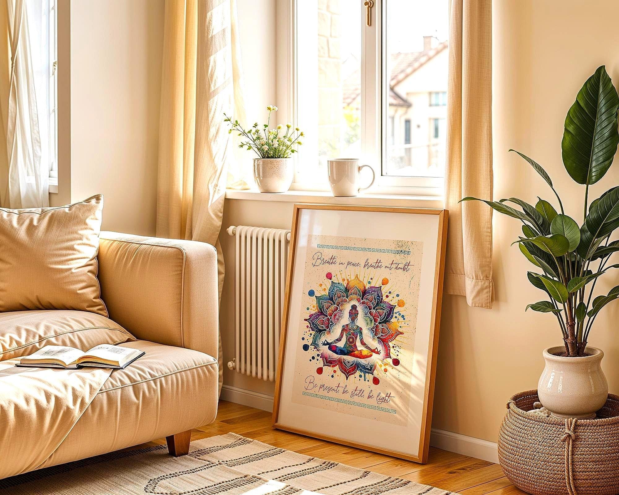 Poster bien-être imprimable, art méditation, affiche positive motivation - Essences Agape 37808438