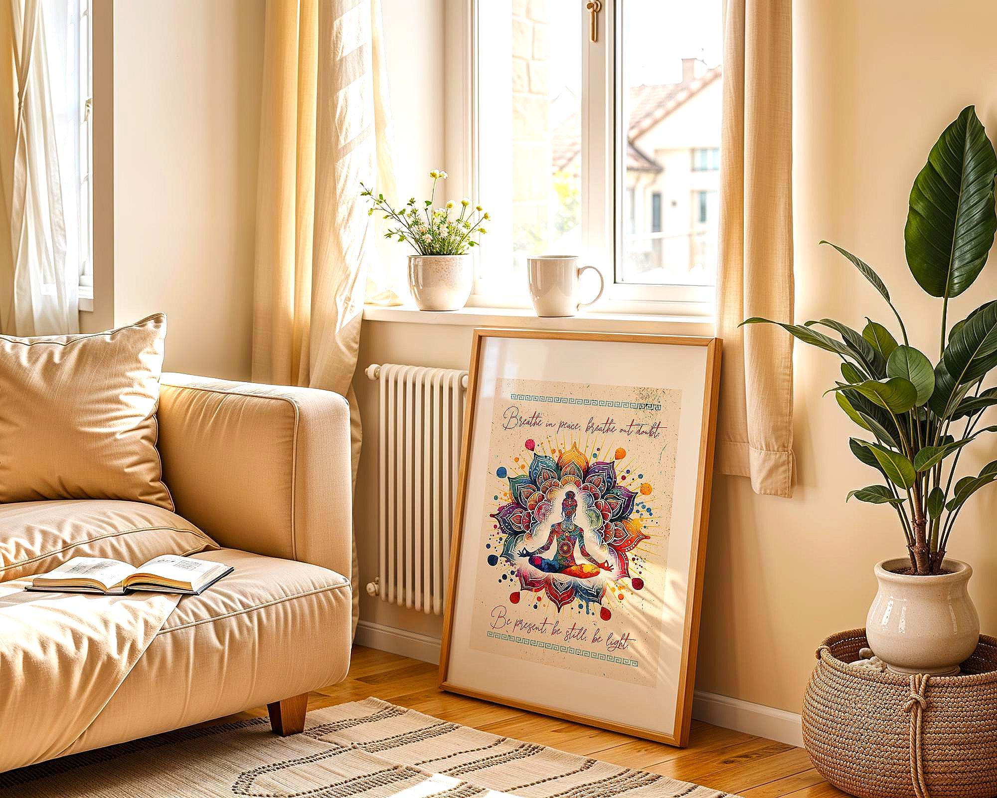 Poster bien-être imprimable, art méditation, affiche positive motivation - Essences Agape 37808438