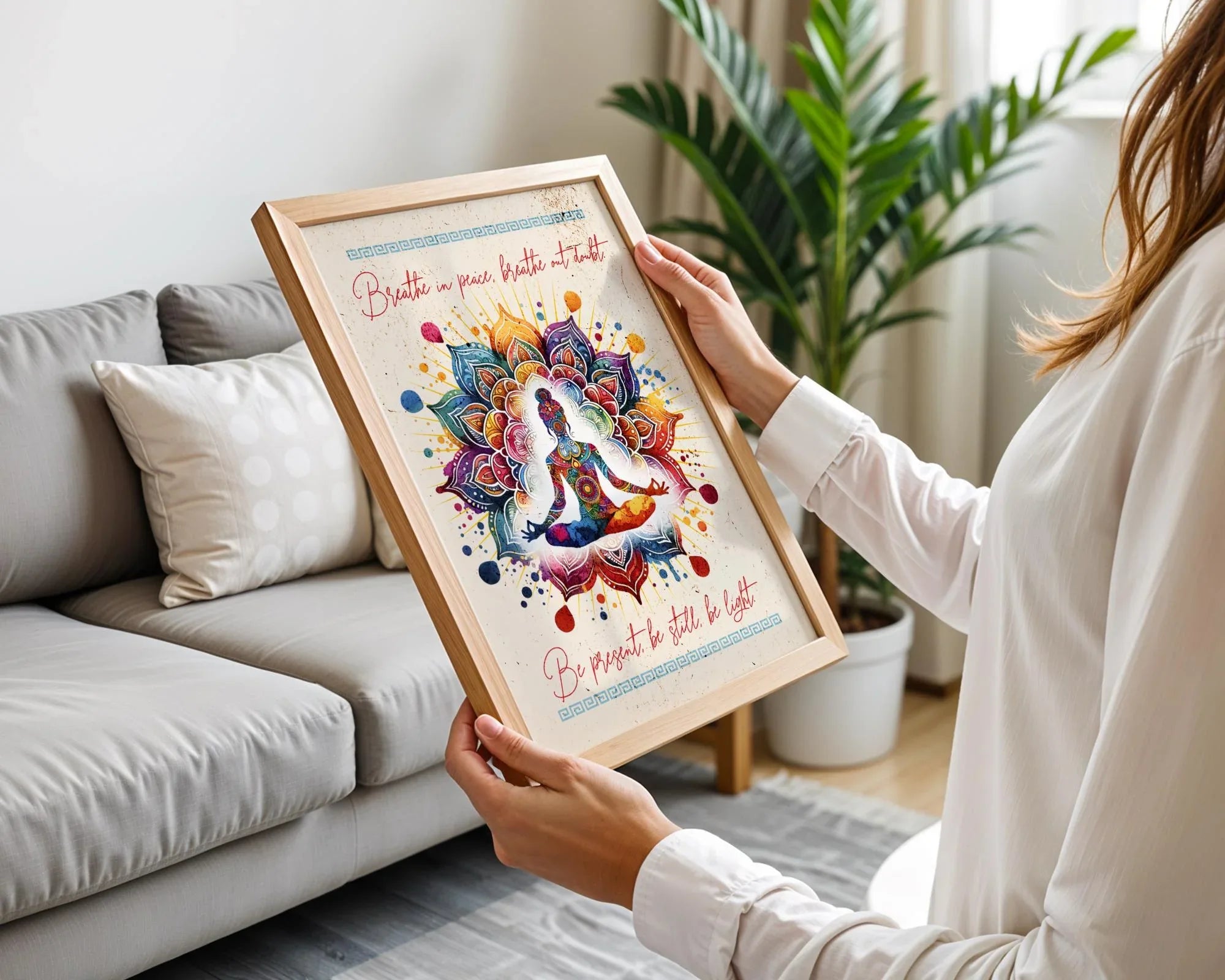 Poster bien-être imprimable, art méditation, affiche positive motivation - Essences Agape 29611129