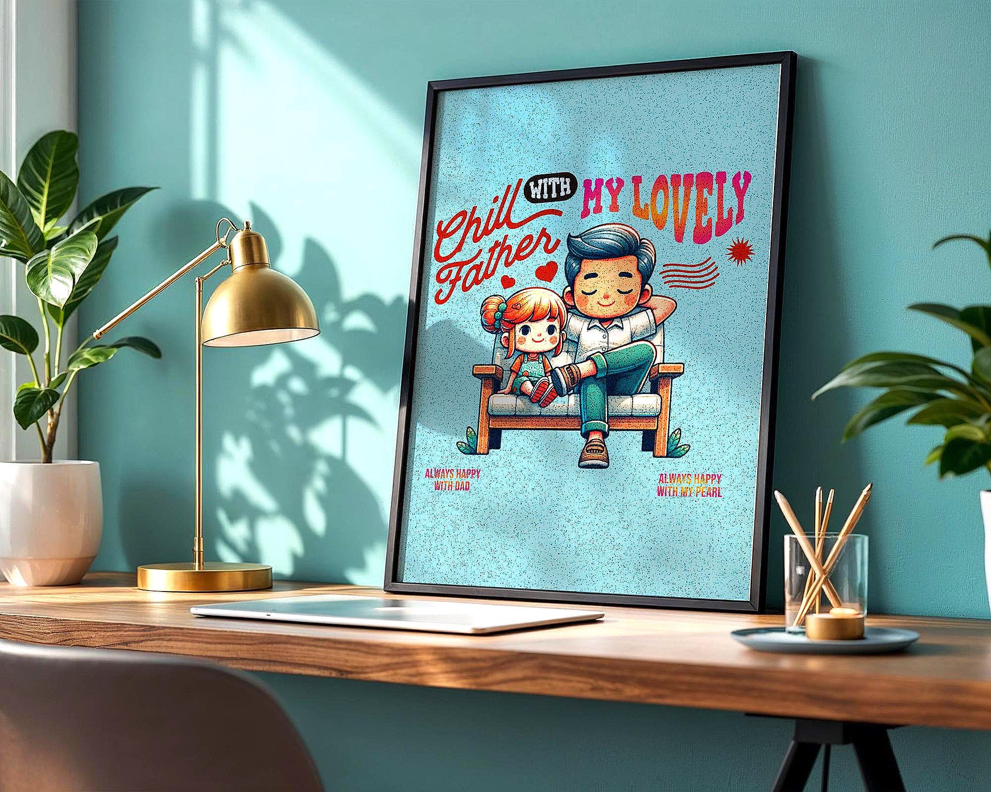 Poster digital famille, art père et enfant, affiche amour, bien-être - Essences Agape 26272444