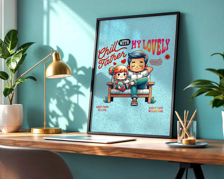 Poster digital famille, art père et enfant, affiche amour, bien-être - Essences Agape 26272444