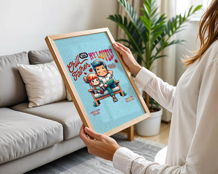 Poster digital famille, art père et enfant, affiche amour, bien-être - Essences Agape 33934834