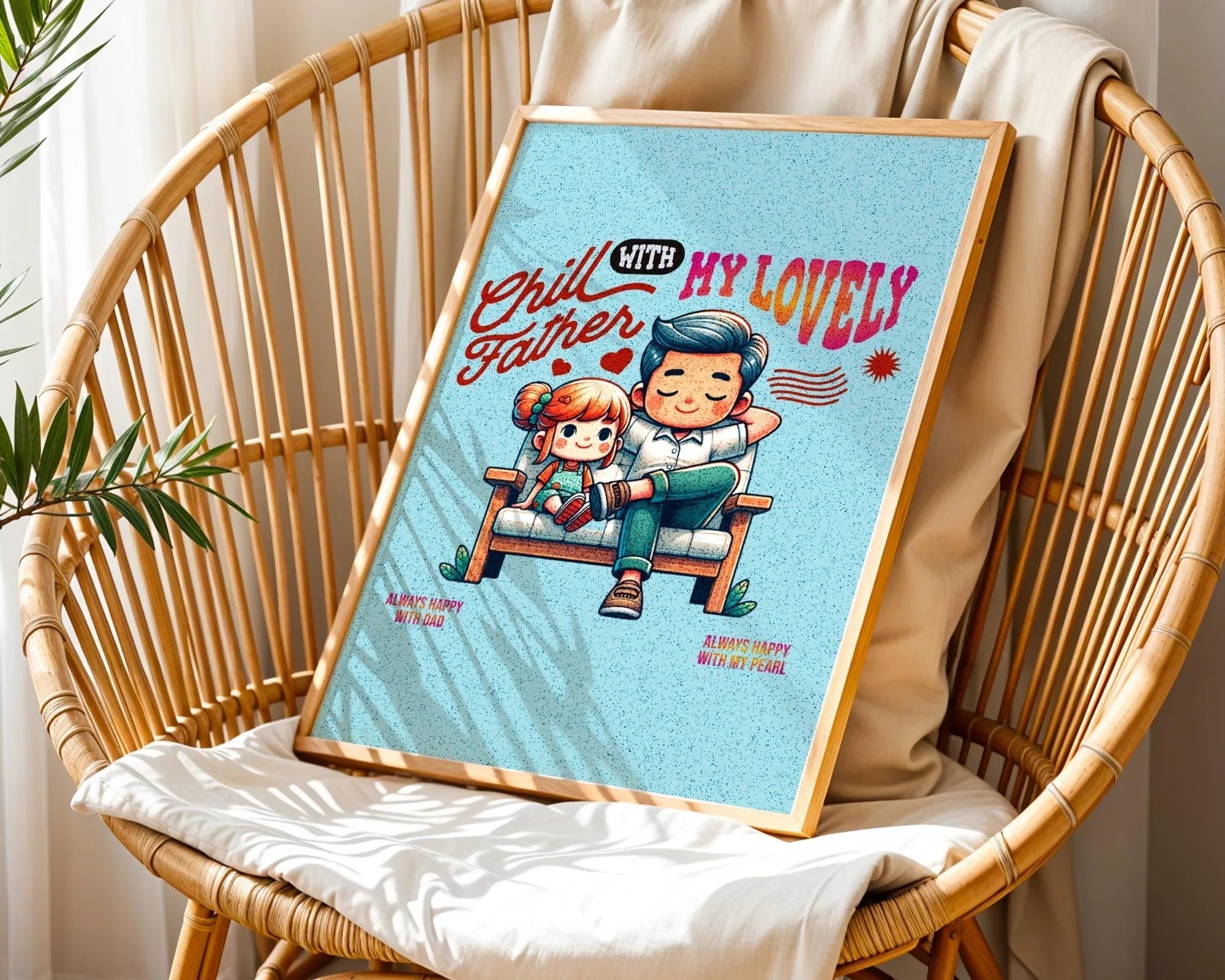 Poster digital famille, art père et enfant, affiche amour, bien-être - Essences Agape 21666567