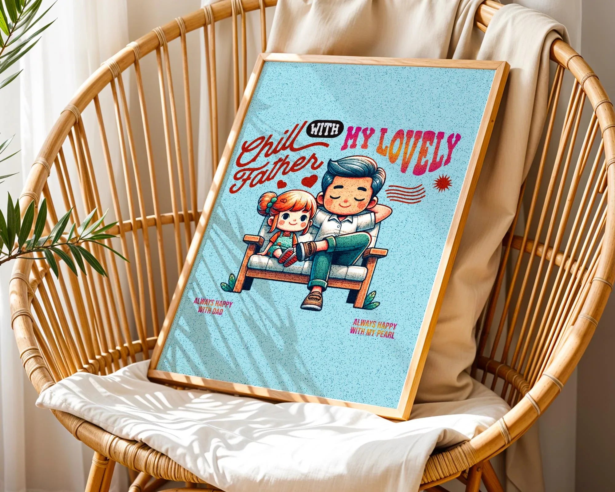 Poster digital famille, art père et enfant, affiche amour, bien-être - Essences Agape 21666567