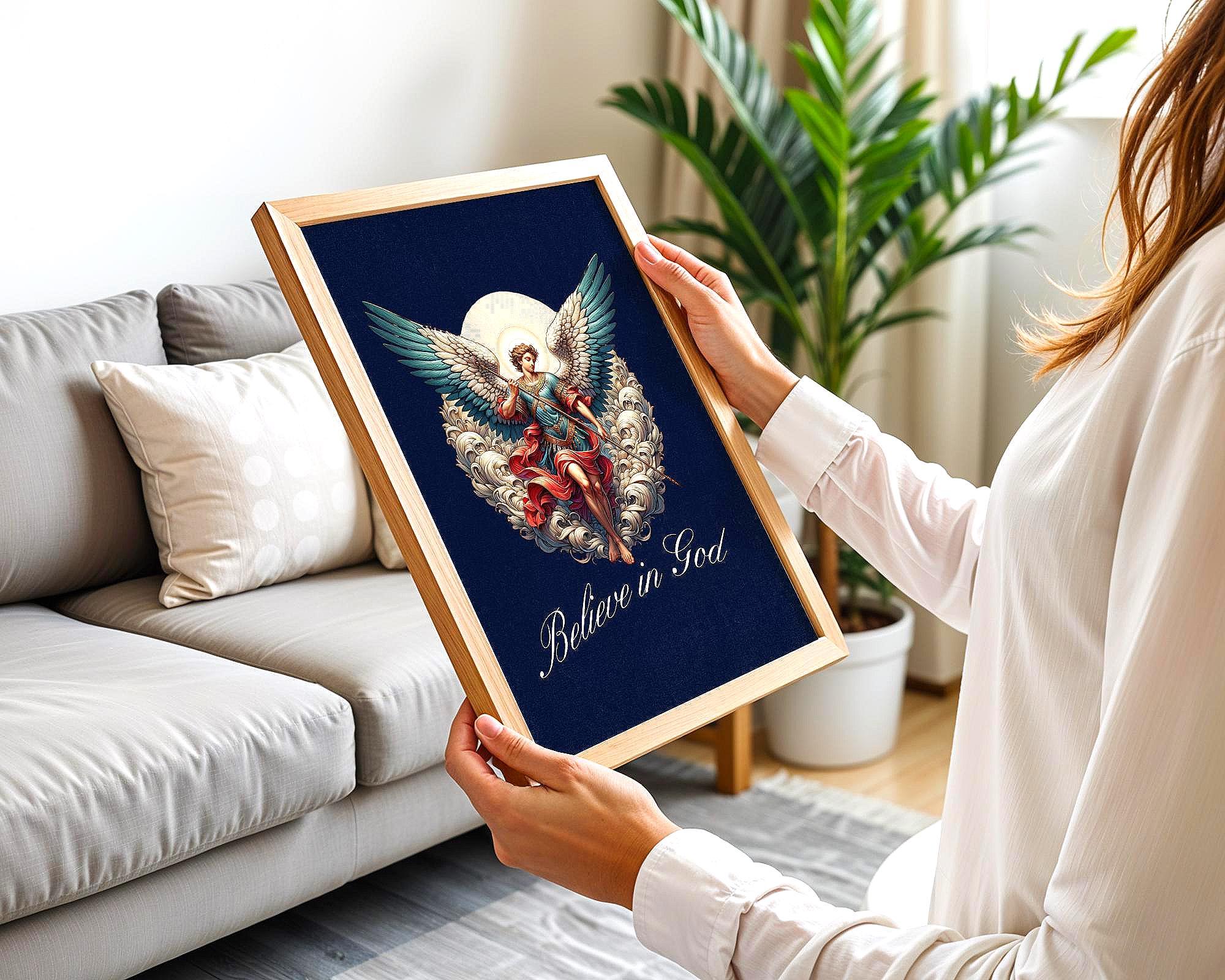 Poster spirituel imprimable, ange gardien, affiche divine, poster foi - Essences Agape 50475684