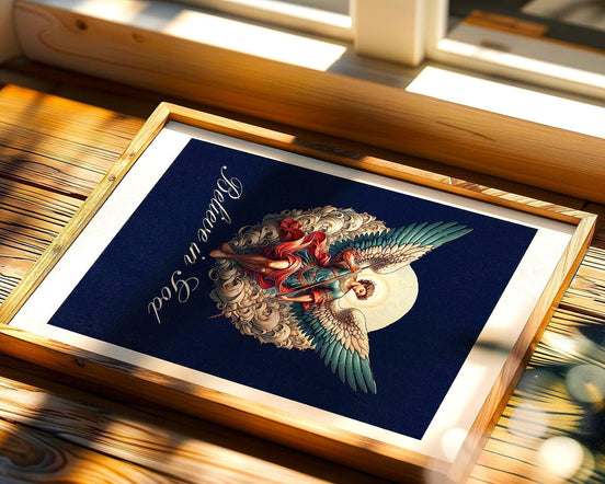 Poster spirituel imprimable, ange gardien, affiche divine, poster foi - Essences Agape 11410580