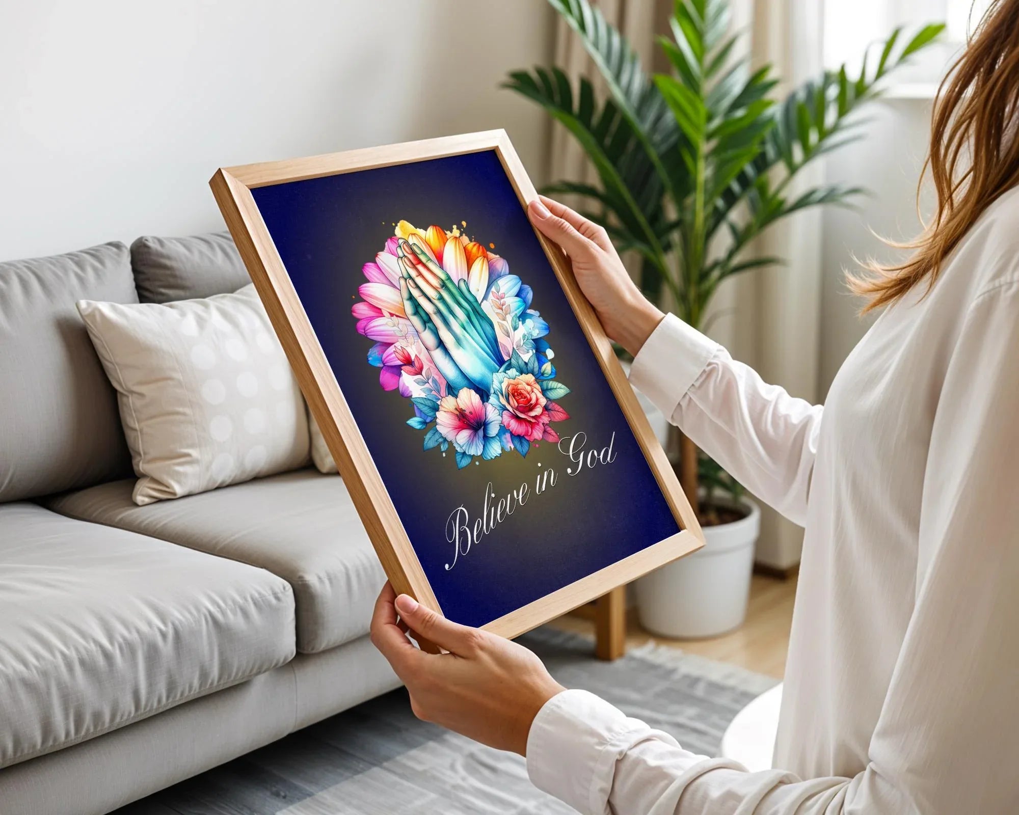 Poster spirituel, mural imprimable, affiche prière, foi, inspirant - Essences Agape 78283002