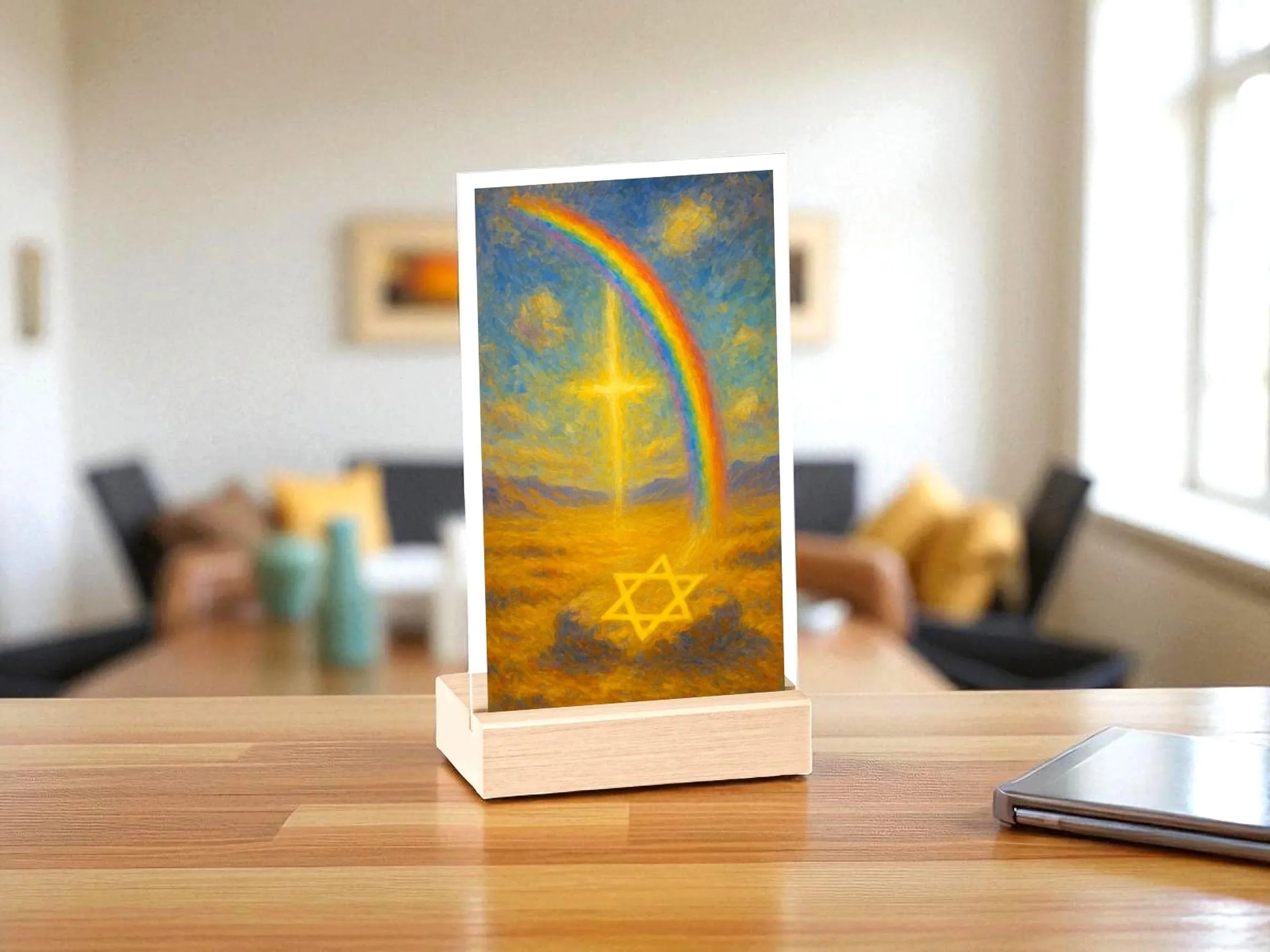 Présentoir acrylique croix, étoile de David, tableau juif religion - Essences Agape 68849677