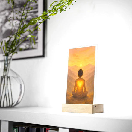 Présentoir coeur guérison, méditation lever soleil, tableau chevet zen - Essences Agape 989778