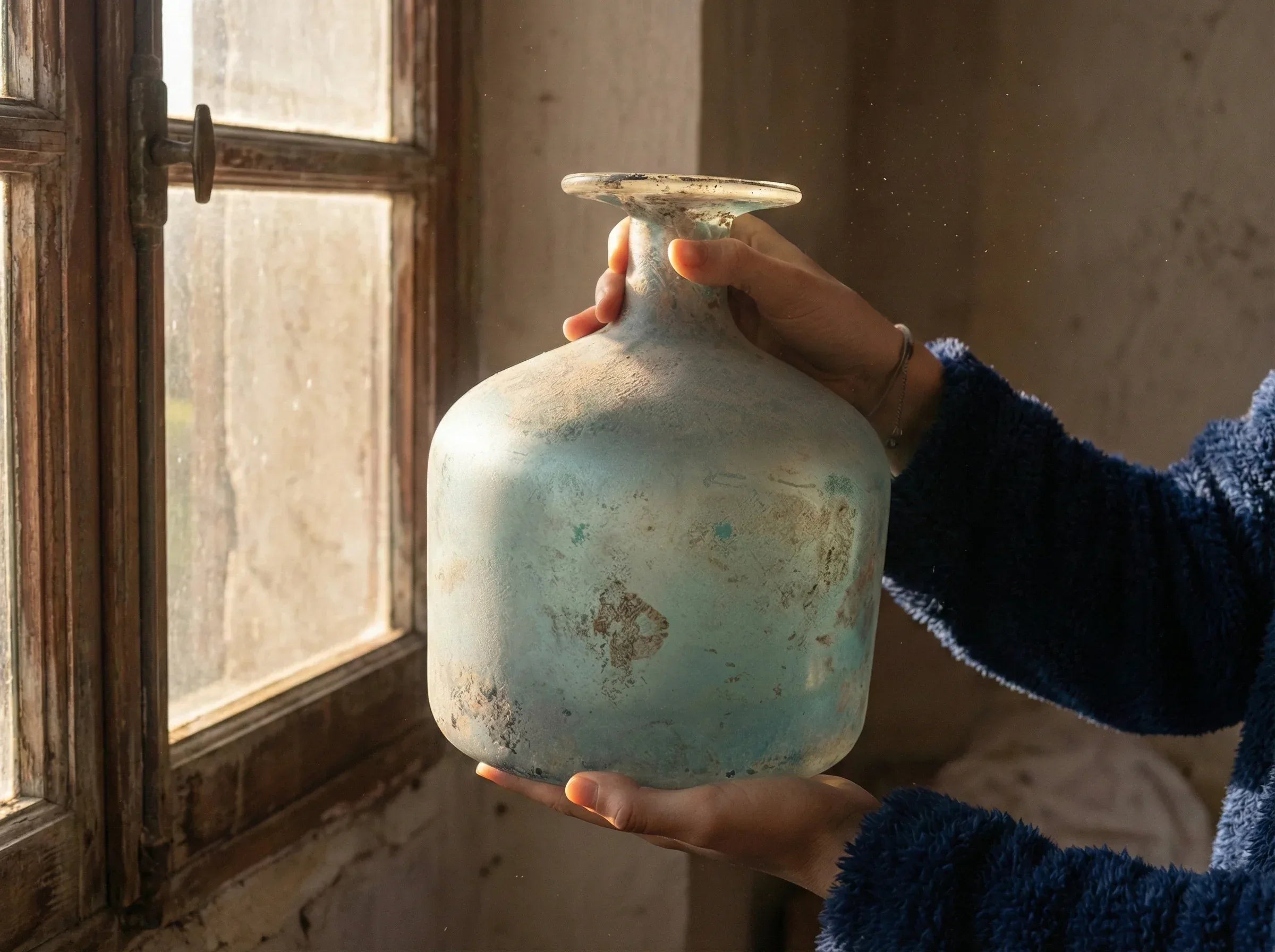 Reproduction verre antique Fiole l'Ancre Bleue - Stabilité & Réserve - Essences Agape 31479463