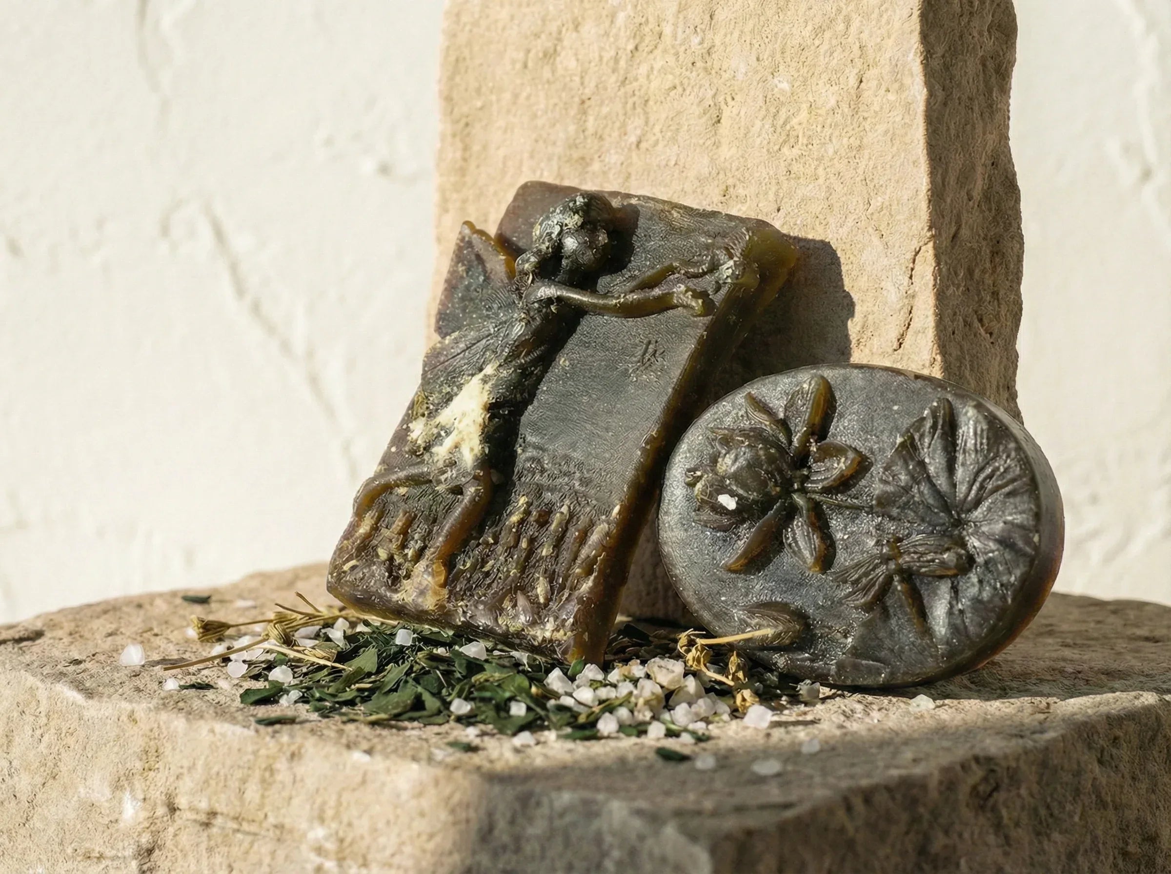 Savon fait maison Spiruline et sel - Vivacité et Ancrage Marin Pur - Essences Agape 84575940