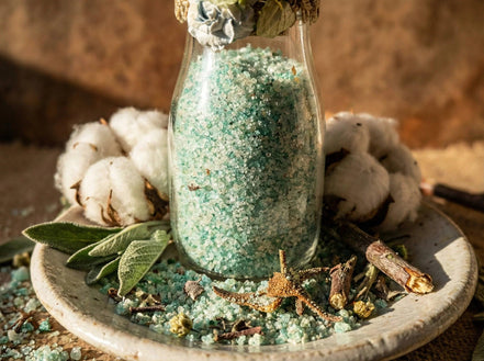 Sel de bain aromathérapie Sauge Coton - Purification Sacrée Aura - Essences Agape 5809704