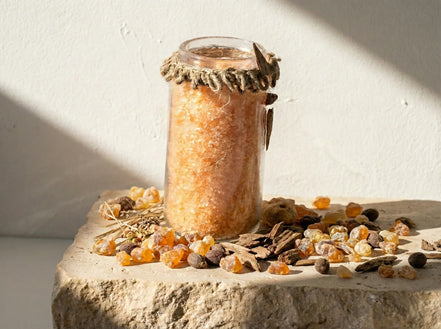 Sel de bain mer epsom Ambre Oud Musc - Voyage Oriental et Chaud - Essences Agape 83506528