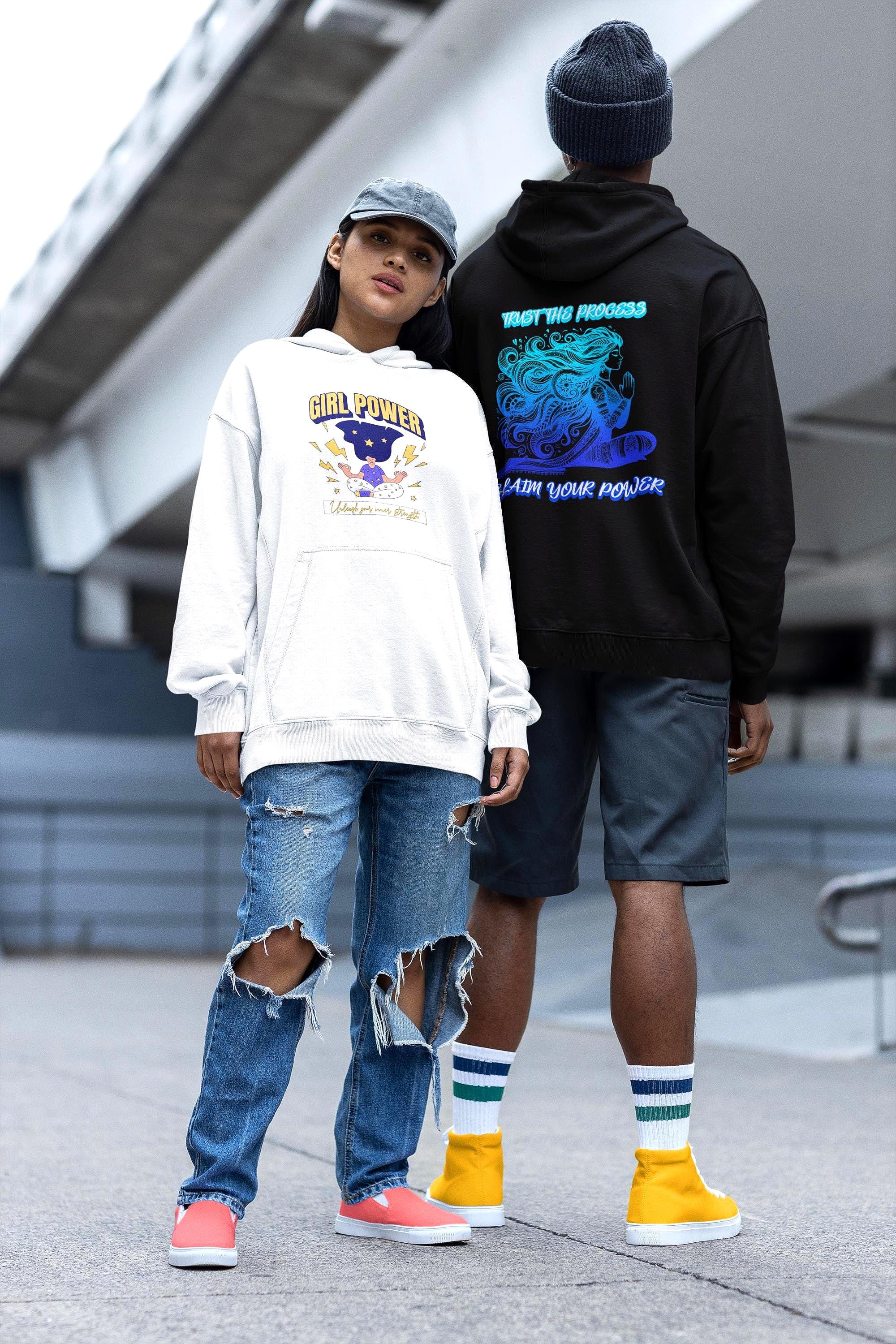 Sweatshirt capuche femme girl power, hoodie amour spirituel, positif - Essences Agape 65210613