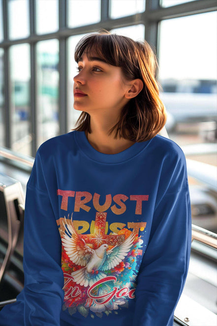 Sweatshirt chrétien Trust In God, Sweat imprimé Jésus, ange spirituel - Essences Agape 46694868
