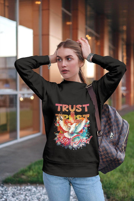 Sweatshirt chrétien Trust In God, Sweat imprimé Jésus, ange spirituel - Essences Agape 54115247