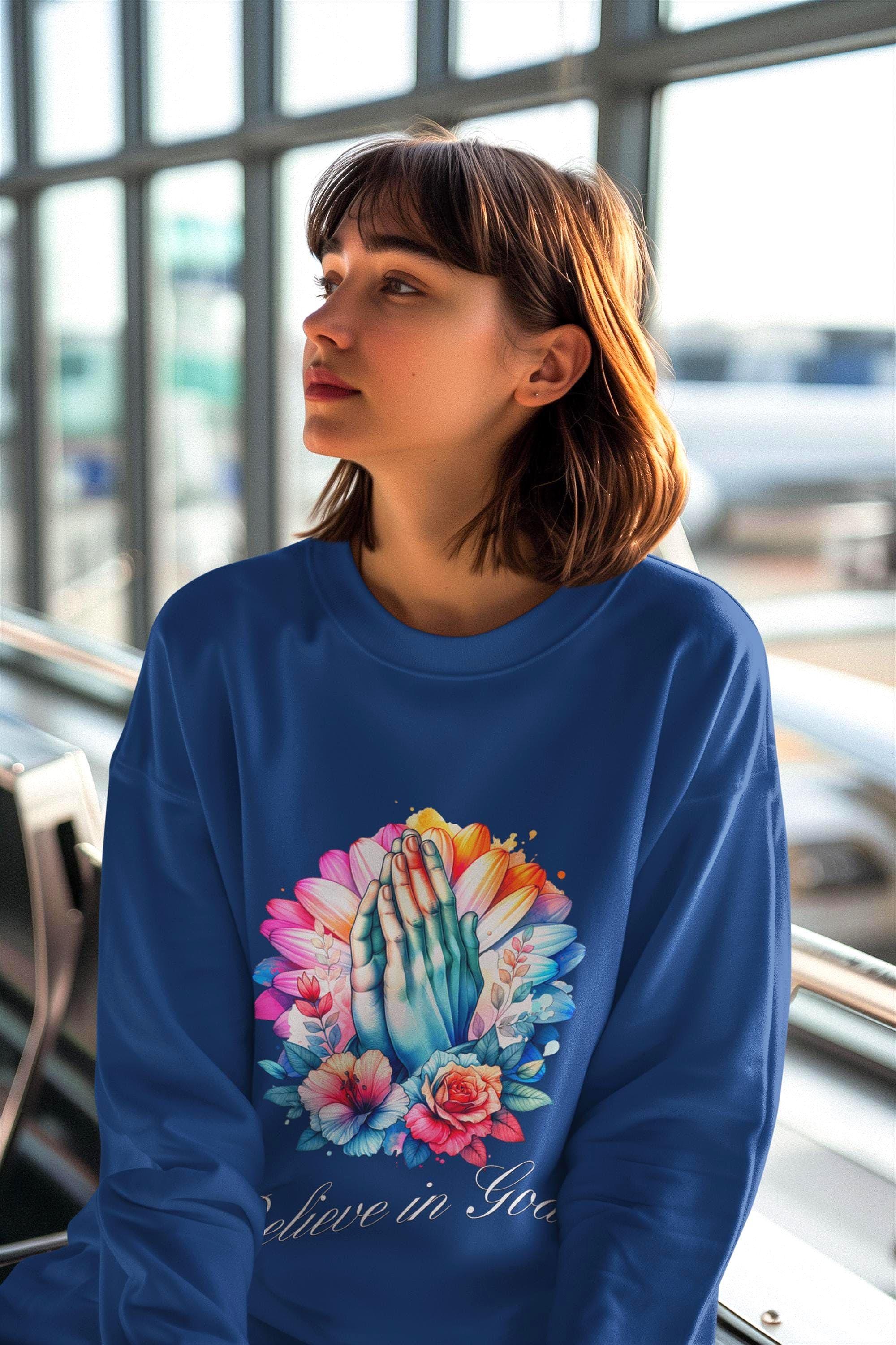 Sweatshirt prière divin Believe God, hoodie chrétien, pull streetwear - Essences Agape 61523751