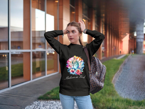 Sweatshirt prière divin Believe God, hoodie chrétien, pull streetwear - Essences Agape 44575122