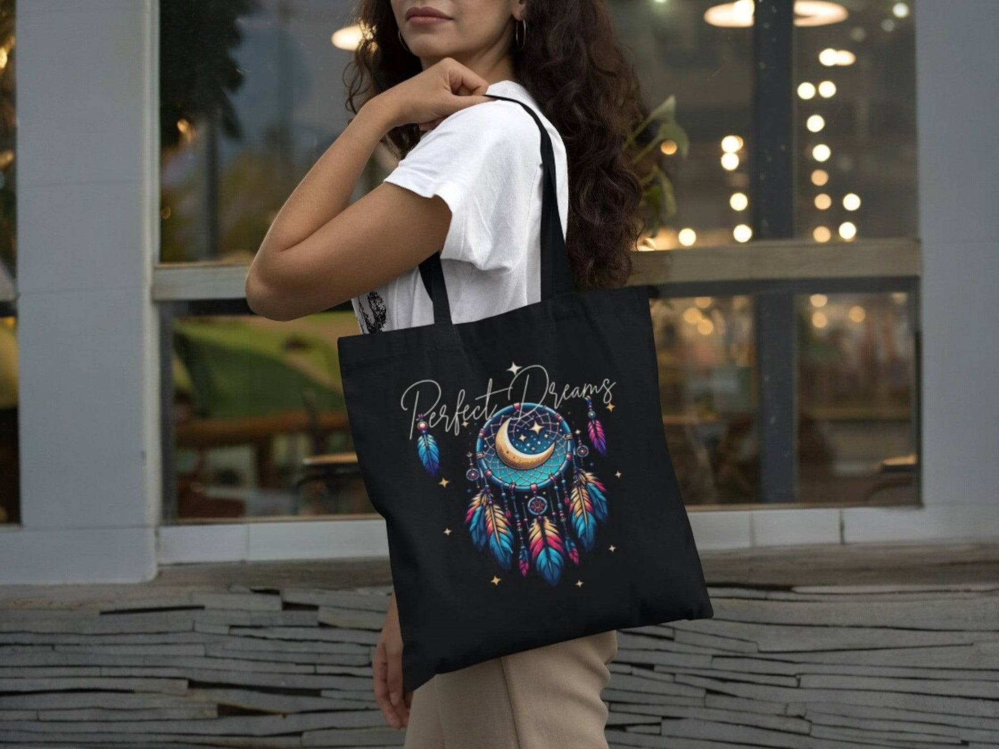 Tote bag attrape reve, tote bag design pensée positive, sac de courses - Essences Agape 81049701