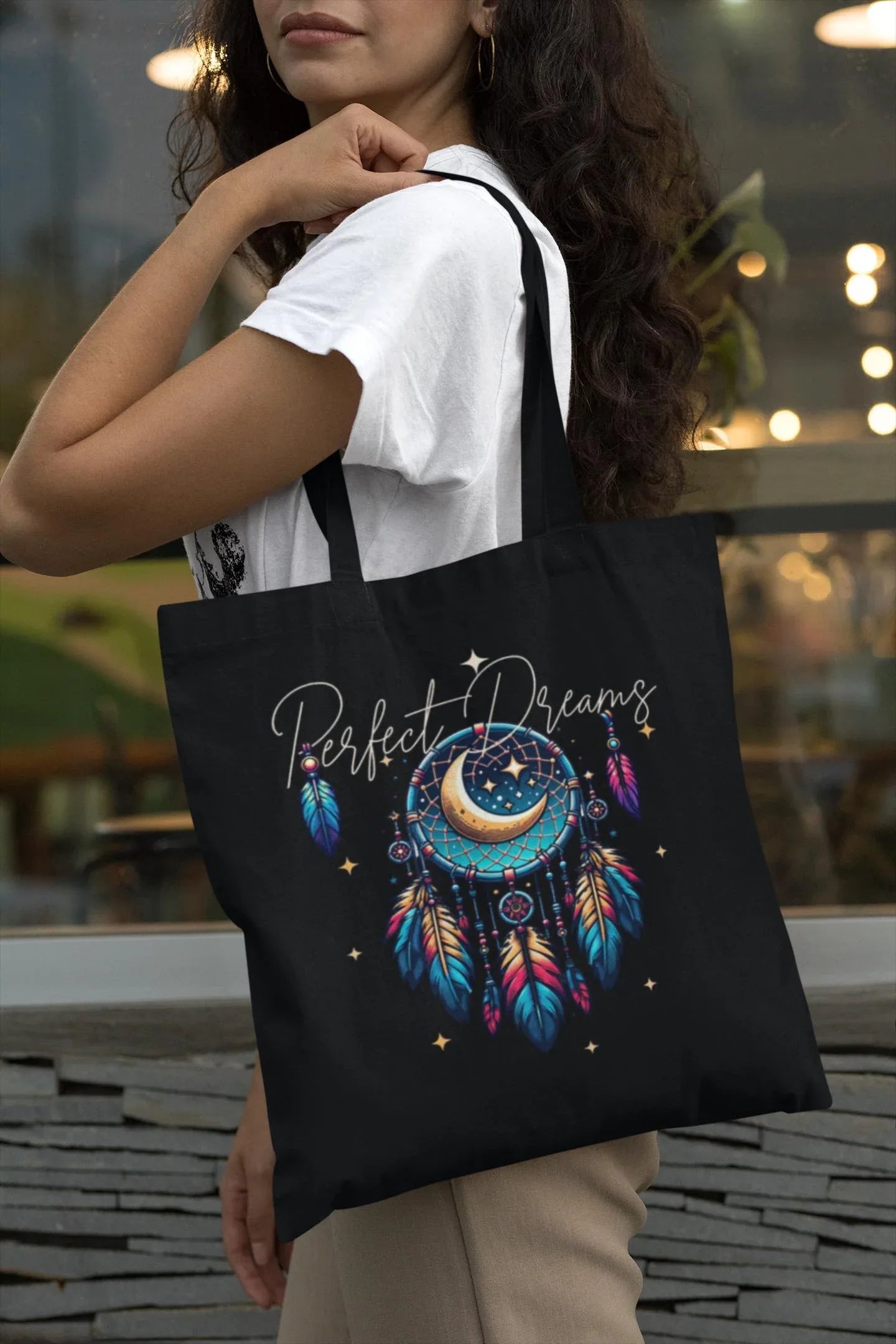 Tote bag attrape reve, tote bag design pensée positive, sac de courses - Essences Agape 81049701