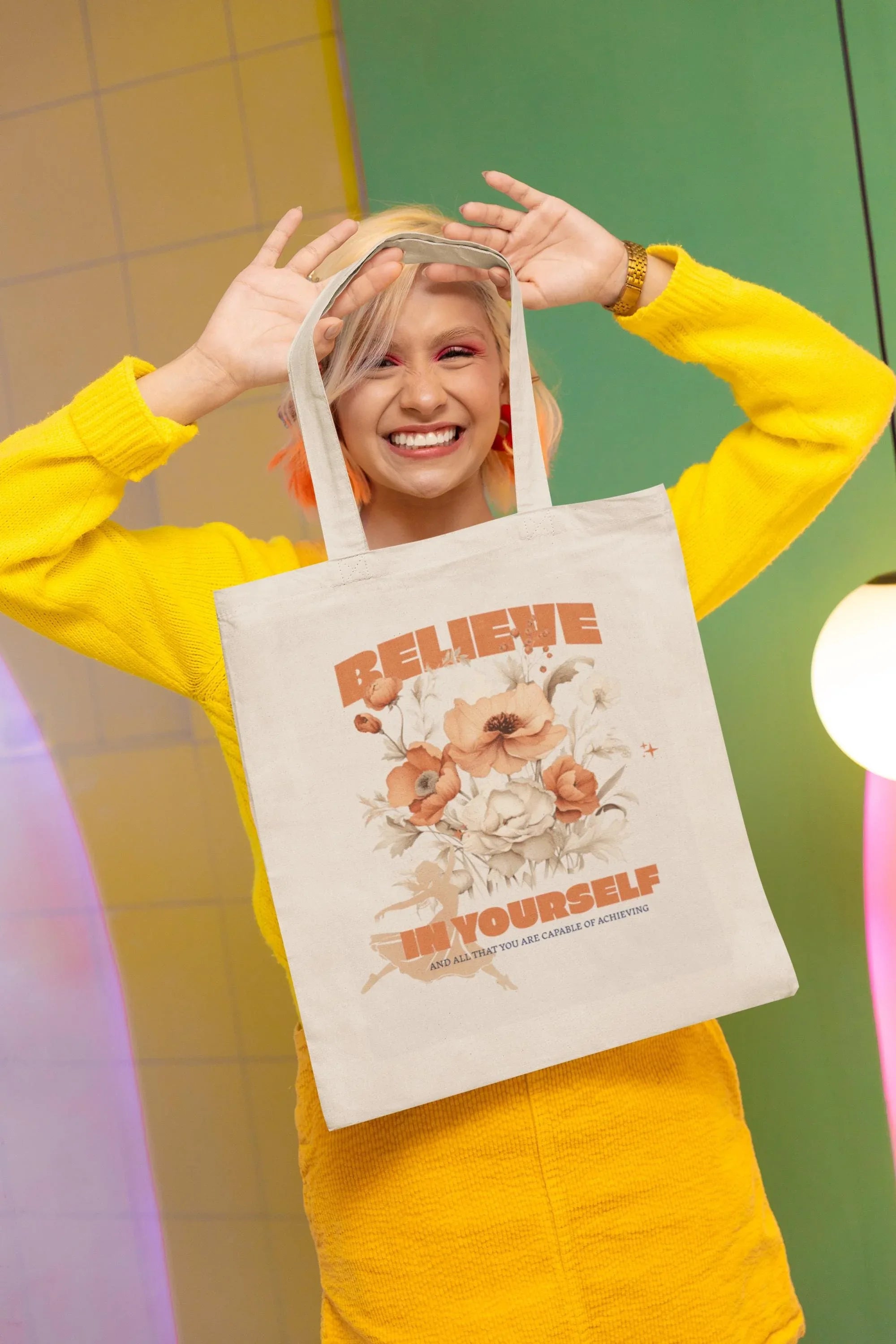 Tote bag confiance en soi, tote bag santé mentale psychologie, courses - Essences Agape 47964861