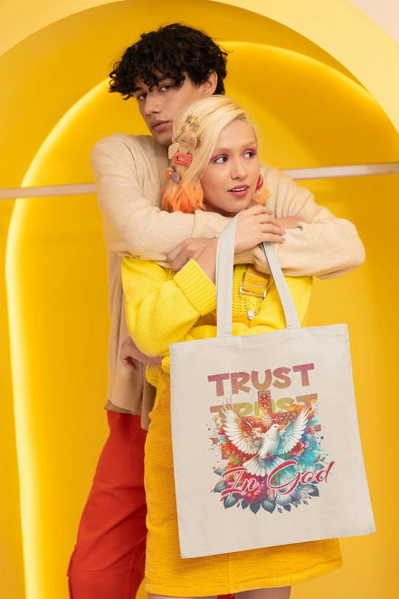 Tote bag confiance, sac de courses motif méditation religieux, custom - Essences Agape 69305478