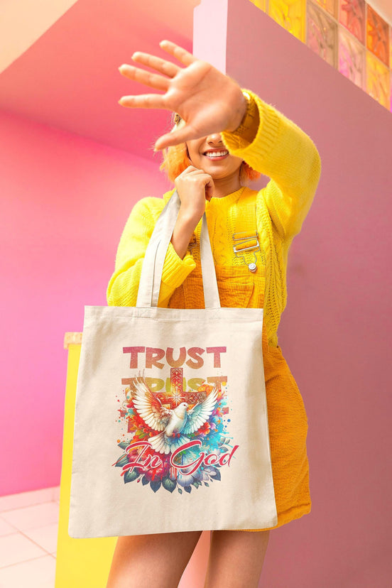 Tote bag confiance, sac de courses motif méditation religieux, custom - Essences Agape 49206744