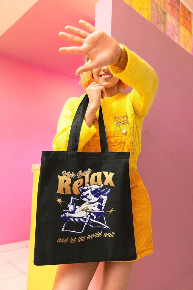 Tote bag humour vache, tote bag design pensée positive, croyance - Essences Agape 5157796