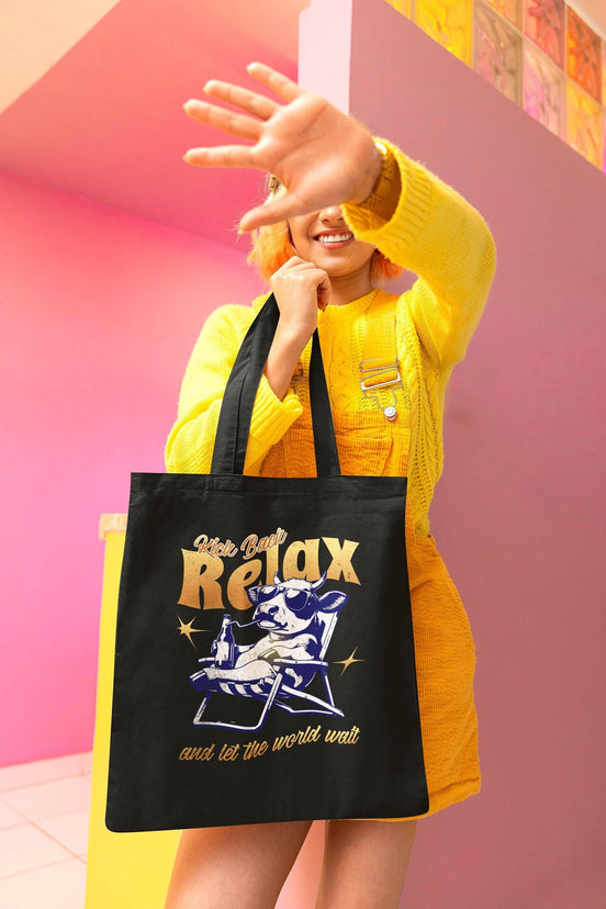 Tote bag humour vache, tote bag design pensée positive, croyance - Essences Agape 5157796