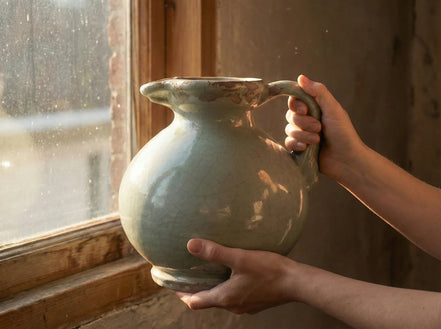 Verre soufflé bouche Pichet Céladon Craquelé - Résilience & Beauté - Essences Agape 45778590