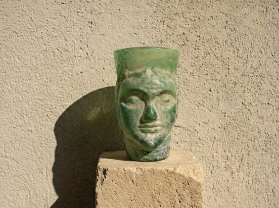 Verrerie romaine artisanale Vase Tête - Gardien Vert & Sagesse - Essences Agape 71154229
