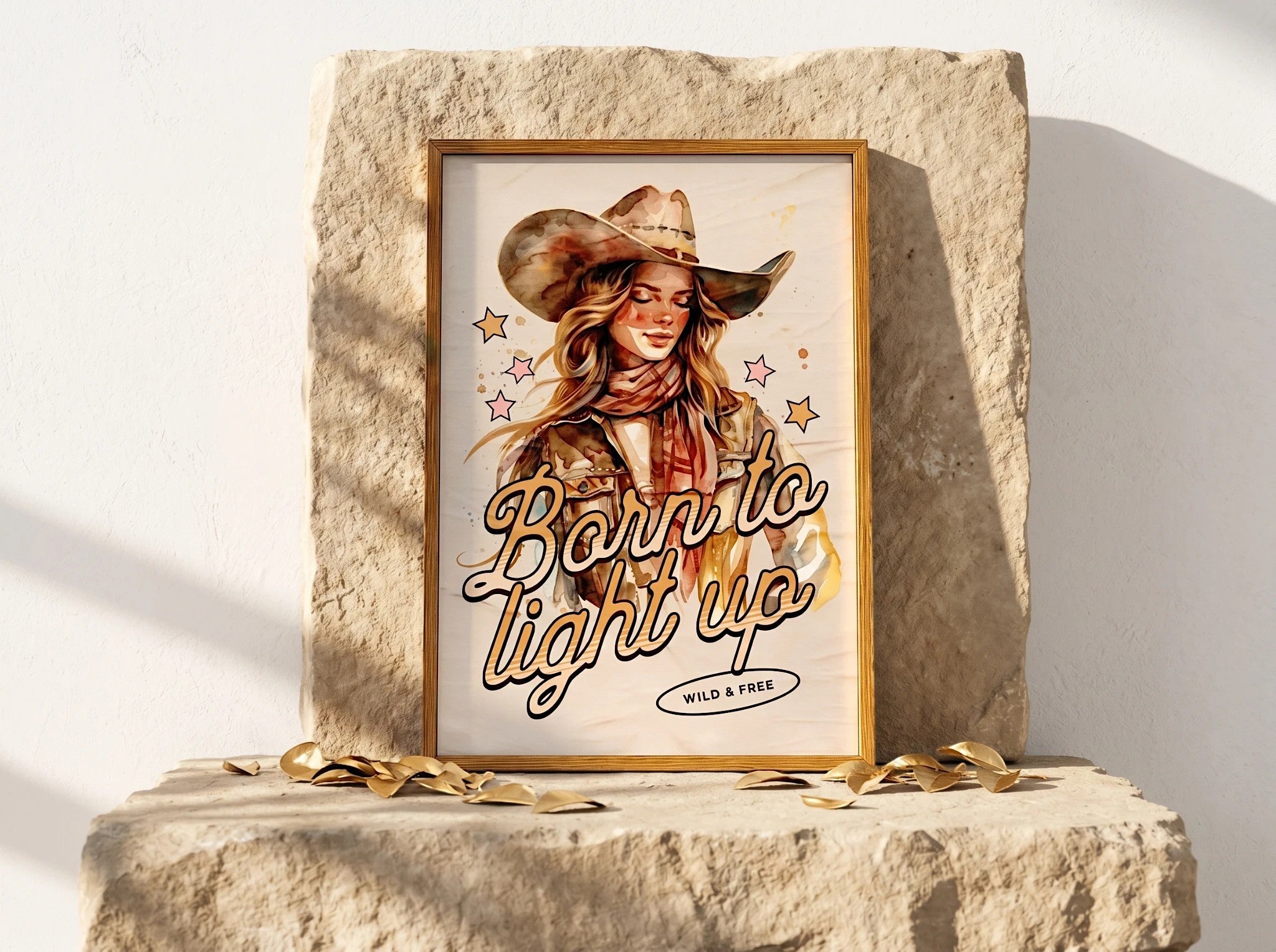 Affiche Essences Agape, illustration d'une femme cow-girl avec un chapeau, texte 