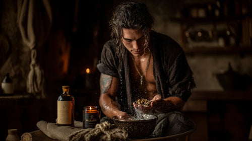 méditation d'un mannequin avec sel de bain essences agape rituel