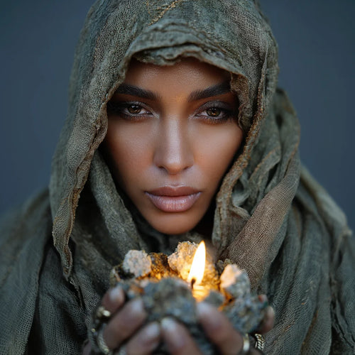 bougie prière mannequin dans ses mains