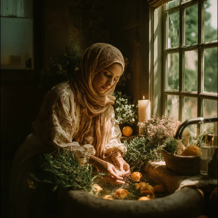 femme musulman se purifiant savon rituel